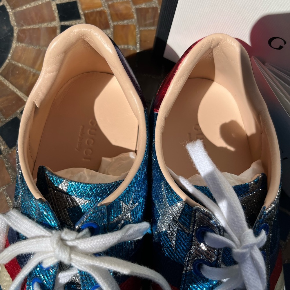 Gucci Ace Lurex Starry Sky Patriotic sneakers 7.5 / 37.5 - excellent - Picture 6 of 11